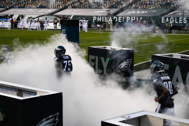 The Eagles take the field for a game against the Saints Sunday, Dec. 13, 2020 in Philadelphia. The Eagles won 24-21.