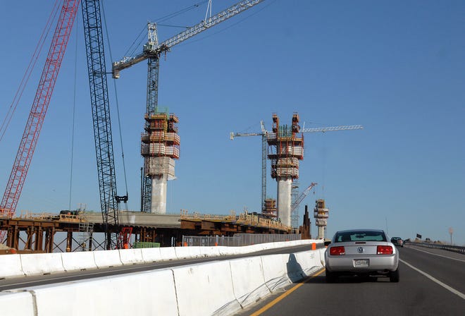 Work continues on the new Indian River Inlet Bridge in July 2010.